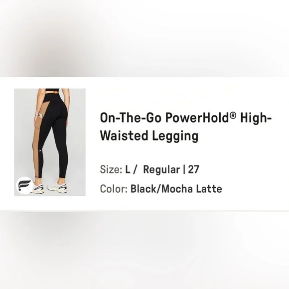 Women’s Fabletics Black and Tan Leggings. L. - Picture 8 of 8